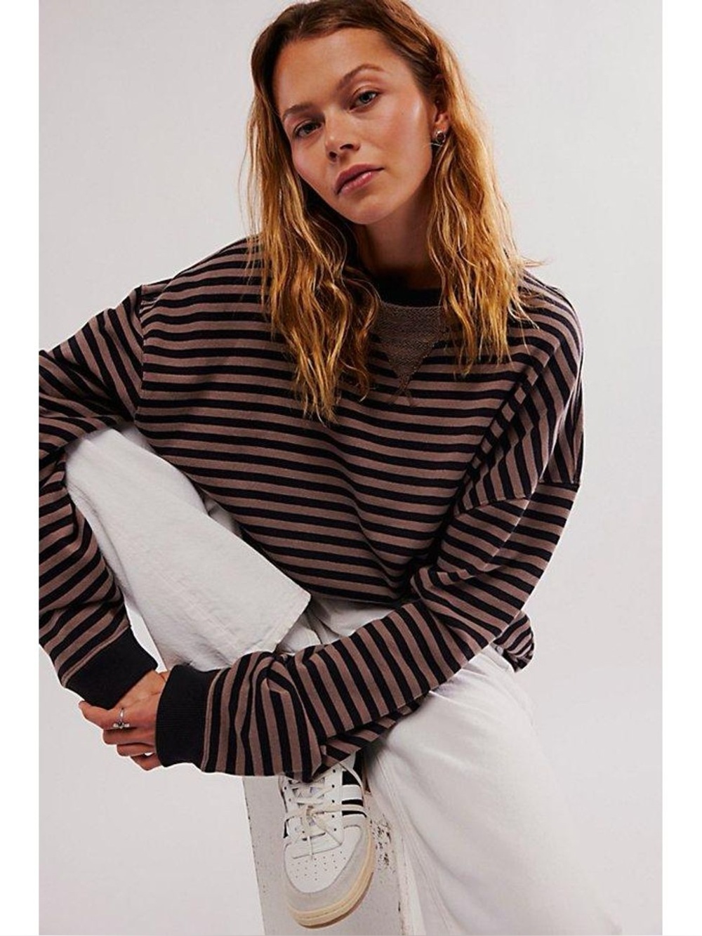 Free People Classic Striped Oversized Crewneck - Picture 2 of 6